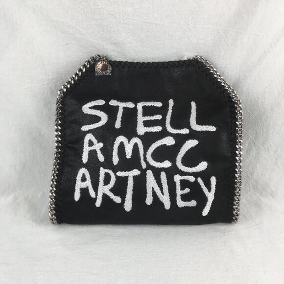 Stella McCartney x Ed Curtis Shared 3 Mini Falabella Embroidered Logo Faux Black - Picture 2 of 12